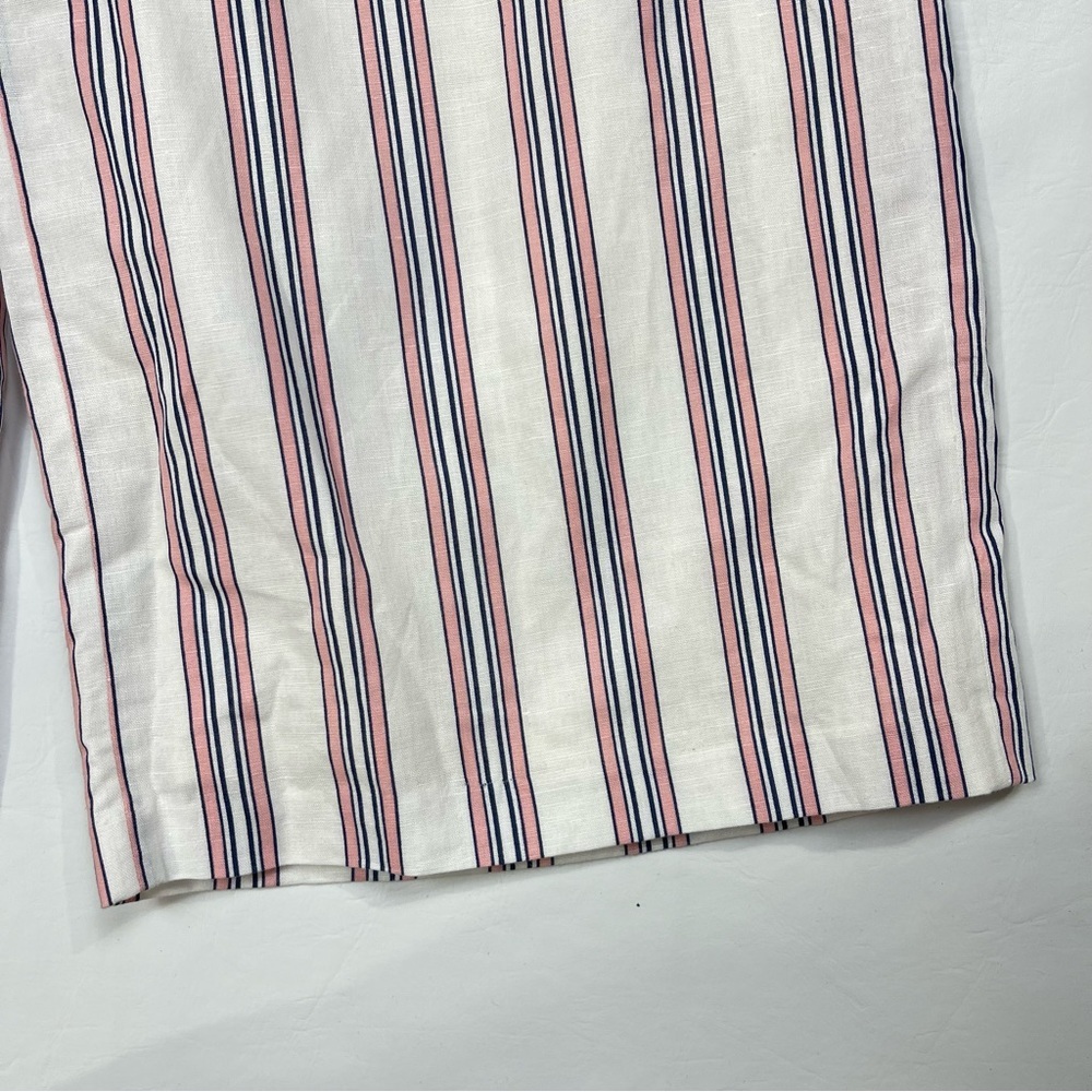 ❌SOLD❌ BANANA Republic Linen-Cotton Cropped Wide leg Striped Jumpsuit Pink white - Picture 7 of 13